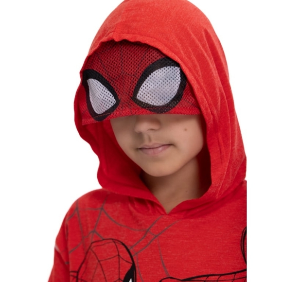 MARVEL SPIDER MAN hooded cosplay tee and shorts 2-peice set NWT - Picture 8 of 12
